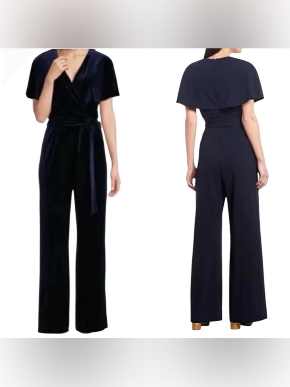 Beth Velvet Jumpsuit in Navy